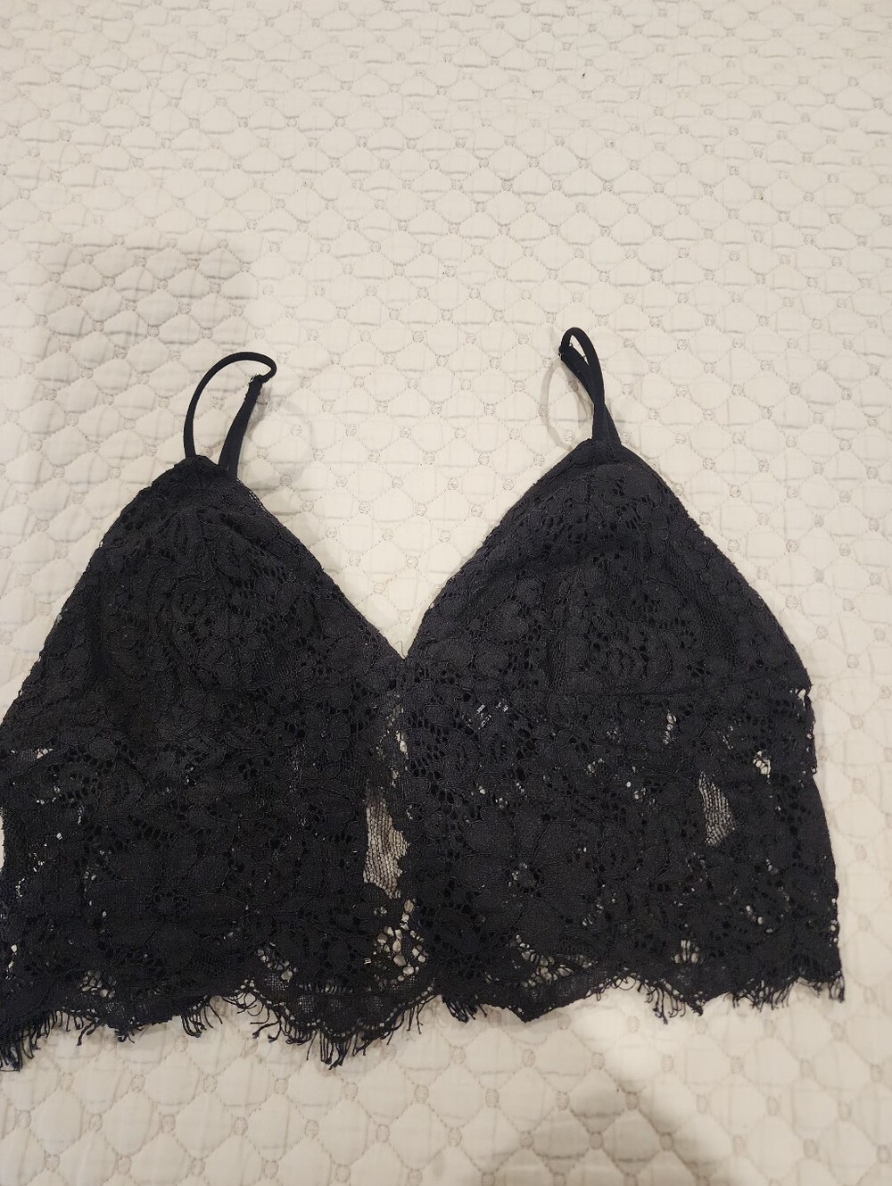 Forever 21 Black Lace Bralette with Floral Crochet